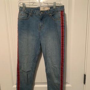 ASOS- Brooklyn Supply Co. Denim Skinny Jeans with Red and White Stripe